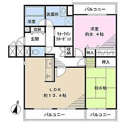 アネックス浦和南 2LDKの間取図画像