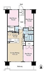 アクアブリーズ川崎 3LDKの間取図画像