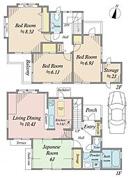 江戸川区北葛西2丁目14-11戸建 4SLDKの間取り
