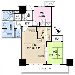 プラウドタワー稲毛 22階2SLDKの間取り