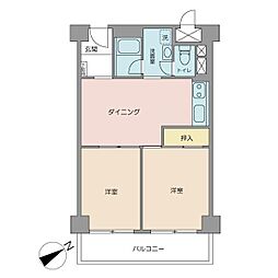 ロイヤルハイツ三田 2DKの間取図画像