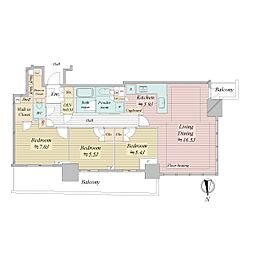 幕張ベイパークライズゲートタワー 3LDKの間取図画像