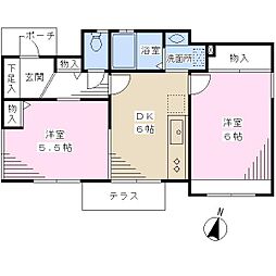 グリムハイム 2DKの間取図画像