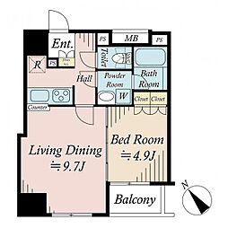 プレール・ドゥーク八丁堀 1LDKの間取図画像