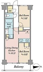 パレステージ墨田立花 2LDKの間取図画像