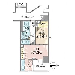 フォルム四谷外苑東 1LDKの間取図画像