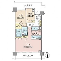 クレヴィア神楽坂 2LDKの間取図画像
