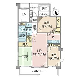 ライオンズマンション国領 3LDKの間取図画像