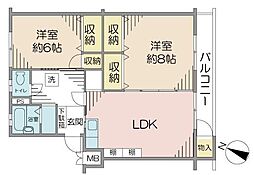 大久保マンション 2LDKの間取図画像