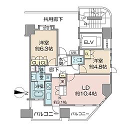 パークハウス三鷹セントレ 2LDKの間取図画像