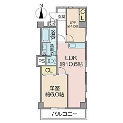 経堂コンド 2LDKの間取図画像
