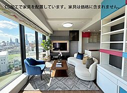 ハイサッシュを通して、美しい眺望を座ったままお楽しみいただけます。（CG加工で家具を配置しています）