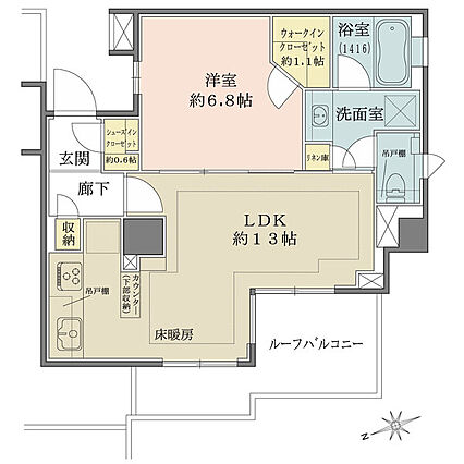 6.8帖の洋室...