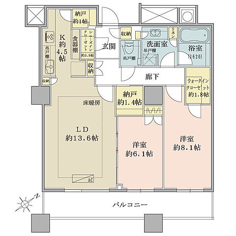 間取り ザ・パークハウス西新宿タワー60 59階/-