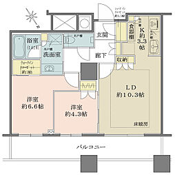 ザ・パークハウス西新宿タワー60 2LDKの間取図画像