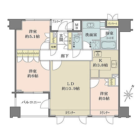 3LDK 間取り