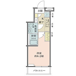 クレヴィスタ北千住 1Kの間取図画像