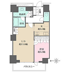 ルネッサンスタワー上野池之端 1LDKの間取図画像