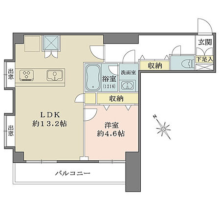 開放的のあるカウンターキッチンのLDKはゆったり約13.2帖。角部屋のにつき陽光が差し込みます。