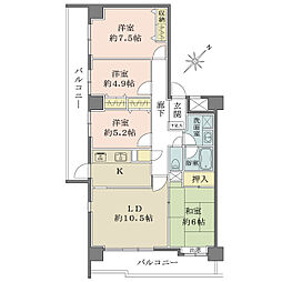 津田沼ハイライズ 4LDKの間取図画像