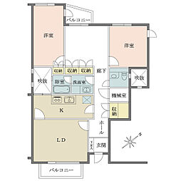 上目黒ハイムアネックス 2LDKの間取図画像