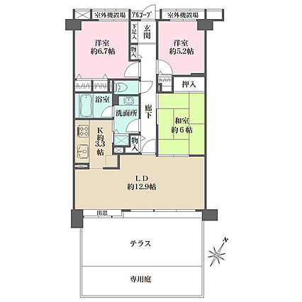 1階部分、テラ...