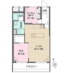 ゼームス坂パークハウス 1SLDKの間取図画像