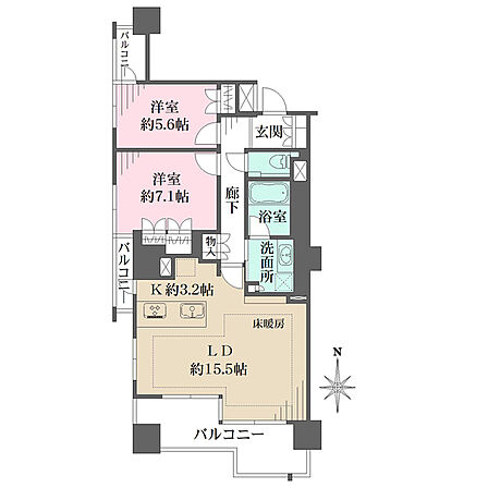 2LDK 間取り