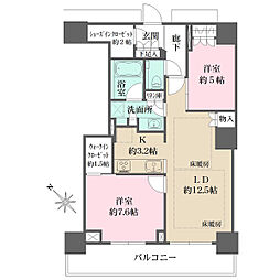 hitoto広島TheTower 2LDKの間取図画像