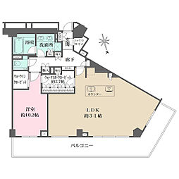 ザ・パークハウス福岡タワーズWEST 1LDKの間取図画像