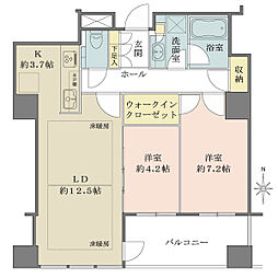 堂島ザ・レジデンスマークタワー 2LDKの間取図画像