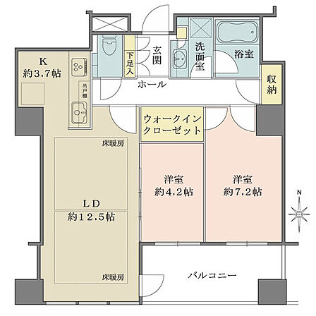 全居室がバルコニーに面した光溢れる住まいです。LDは洋室との一体利用で約16.7帖の広々空間に。