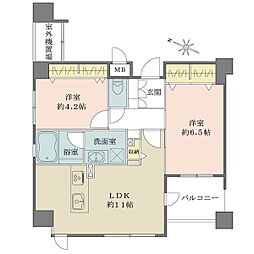 リーガル梅田 2LDKの間取図画像