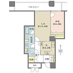 OAPレジデンスタワー西館 1LDKの間取図画像
