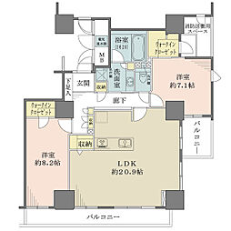 グランスイート中之島タワー 2LDKの間取図画像