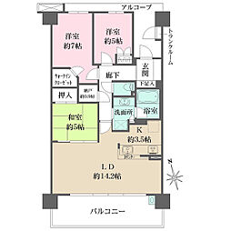 ジェイグラン千里中央 3LDKの間取図画像