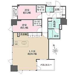プレサンスレジェンド堺筋本町タワー 2LDKの間取図画像