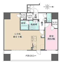 ワコーレ大阪新町タワーレジデンス 1LDKの間取図画像