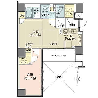 間取り ザ・パークハウス京都河原町 8階/-