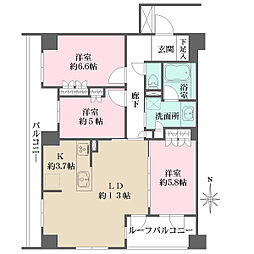 ライオンズ京都小川御所 3LDKの間取図画像