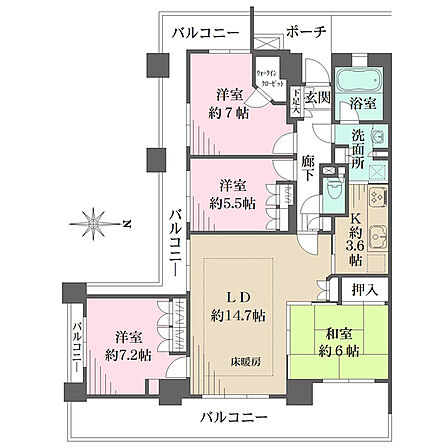 4LDK 間取り