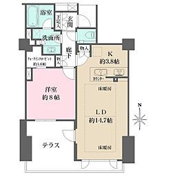 ザ・パークハウス御所西 1LDKの間取り