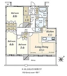 プラウドタワー稲毛 3SLDKの間取図画像