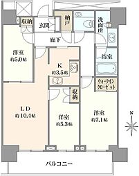 ザ・パークハウス晴海タワーズクロノレジデンス 3LDKの間取図画像