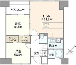 サンクタス127新川 2LDKの間取図画像