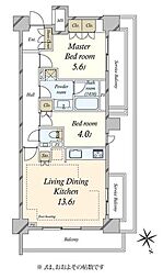 SUNWOOD元代々木町 2LDKの間取図画像