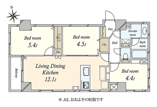間取り サンハイツ三筋 6階/-