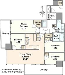 パークタワー晴海 4LDKの間取り