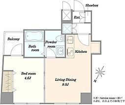 スカーラ武蔵小山 1DKの間取図画像
