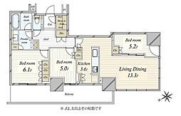 プラウドタワー小岩フロント 31階 3LDKの間取図画像